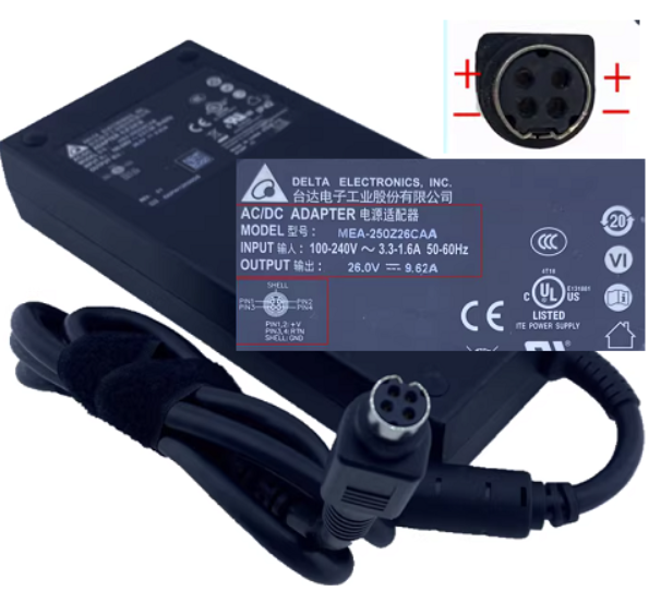 Original DELTA MEA-250Z26CAA 26V 9.62A 250W AC/DC ADAPTER Power Supply